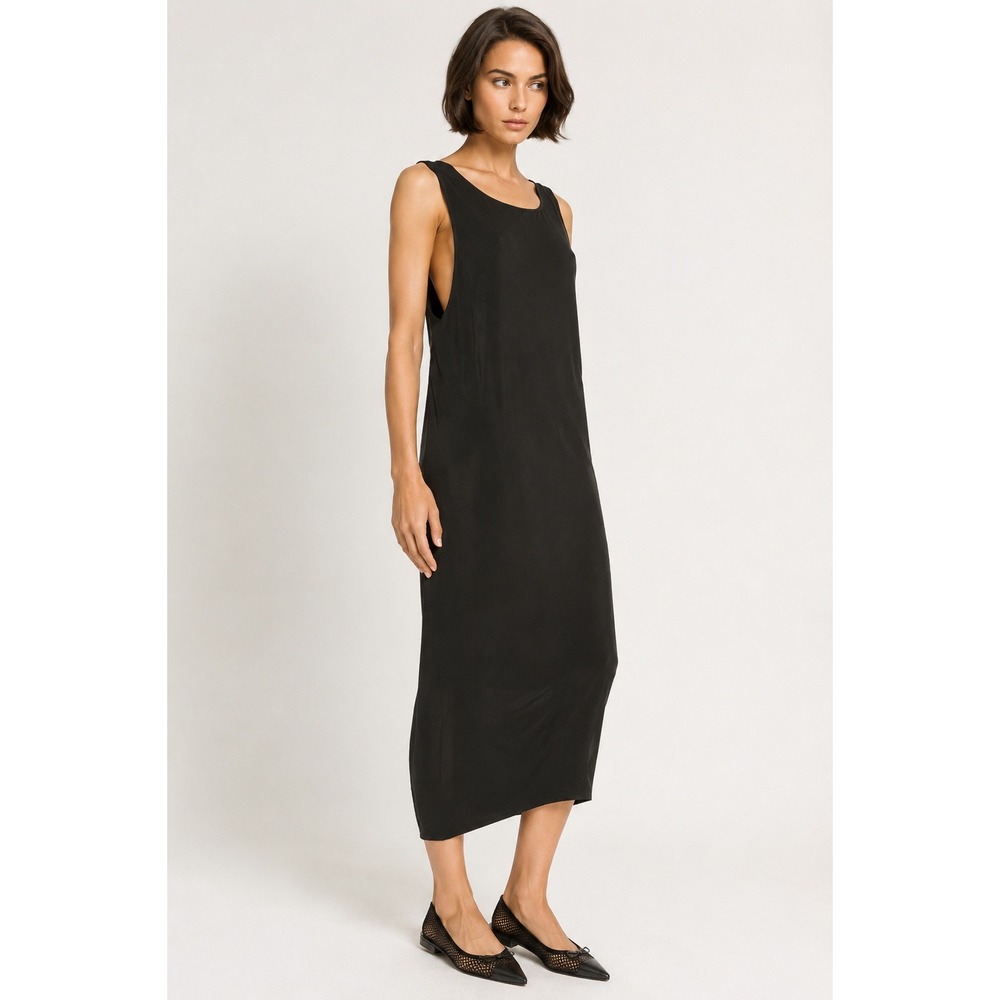HELMUT LANG Dress M Black Sleeveless Maxi Shift Minimalist Y2K Vintage Chic 90's